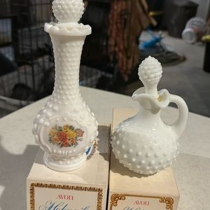 Vintage Avon Empty Milk Glass Containers